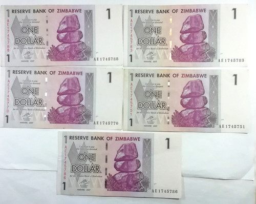 Banconote zimbabwe x - banconote, 5