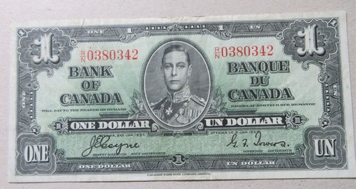 1937 bank canada one dollar - of,